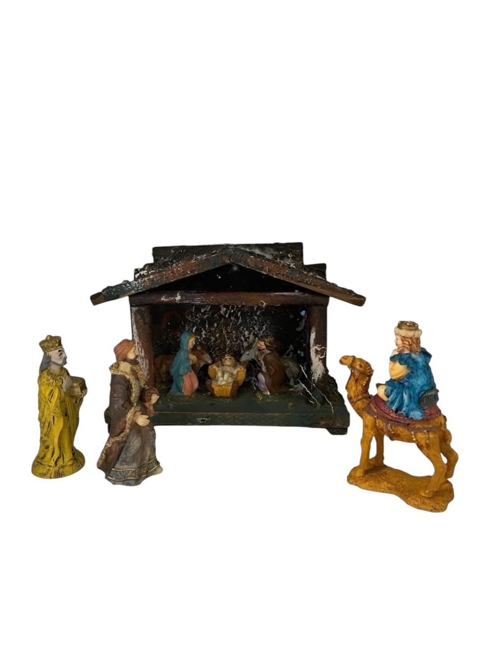 Vintage nativity set Scene and 3 wise men figurines made in Italy Jesus crêche